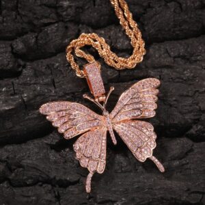 Diana Pink Butterfly Pedant Diamond Necklace