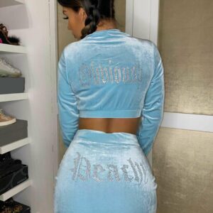 Ashanti Diamonte Velvet Two Piece Set