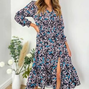 mariana side split floral midaxi dress