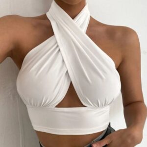 Sofia Cross crop top in White