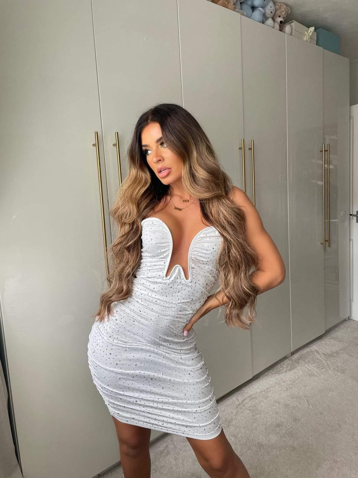 Euphoria Diamante Ruched Mini Dress