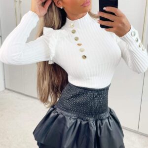 Tina Rara PU Mini Skirt – Black