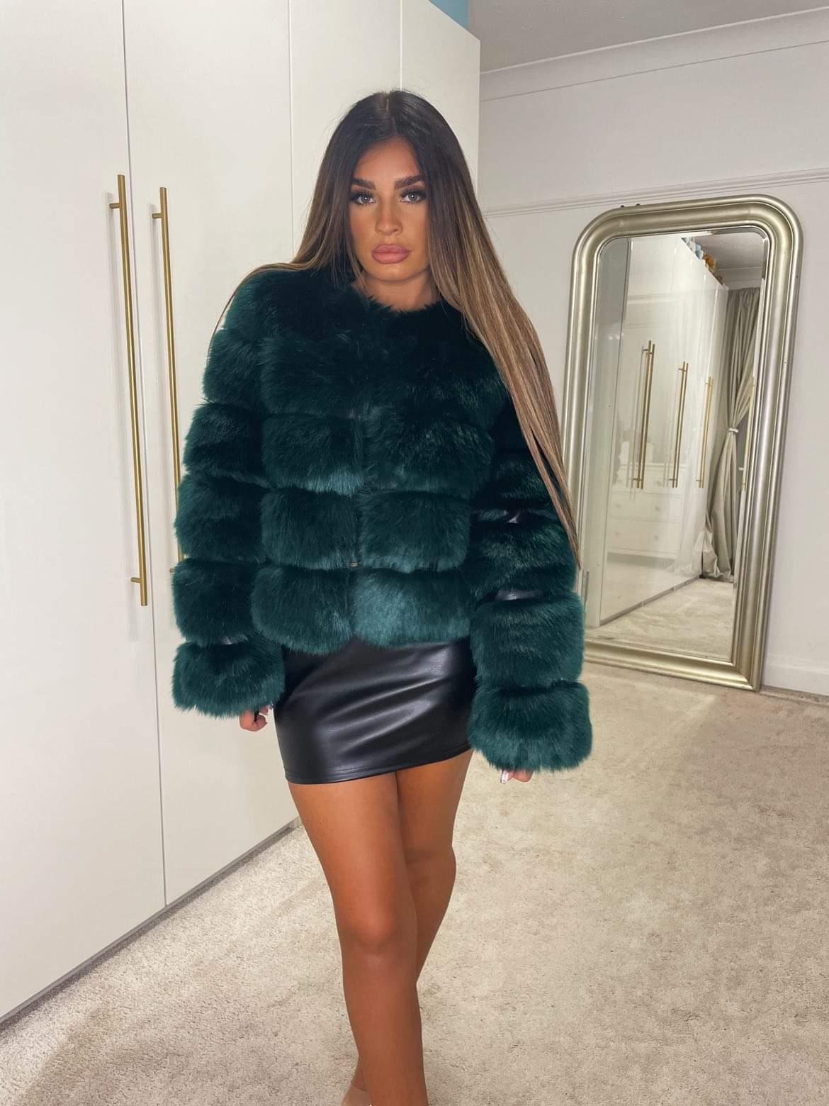 Luna Faux Fur Coat - Emerald Green