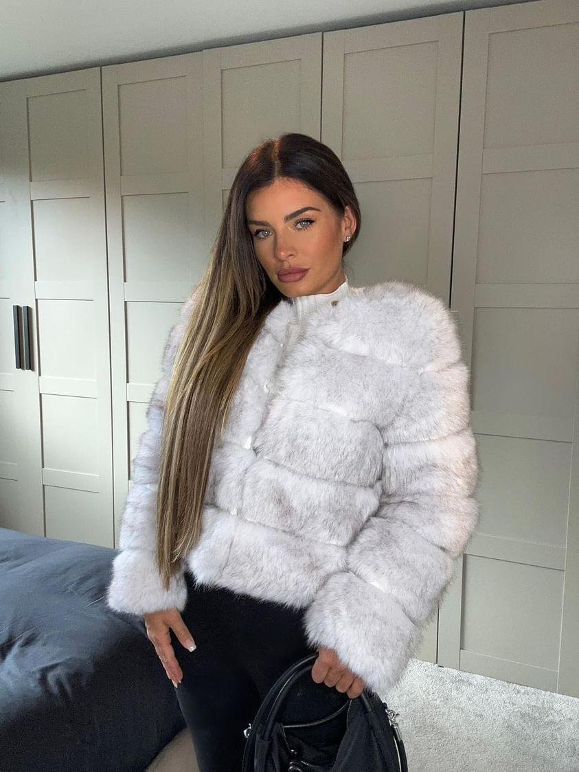 Luna Faux Fur Coat - Silver Fox - Image 4